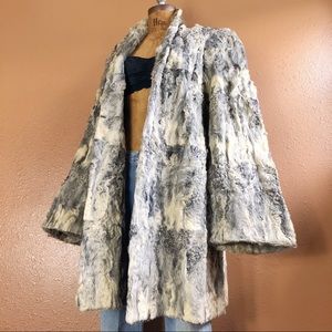 Vintage 70s Joseph Horne Grey Persian Paw Lamb Wide Bell Sleeve Swing Coat